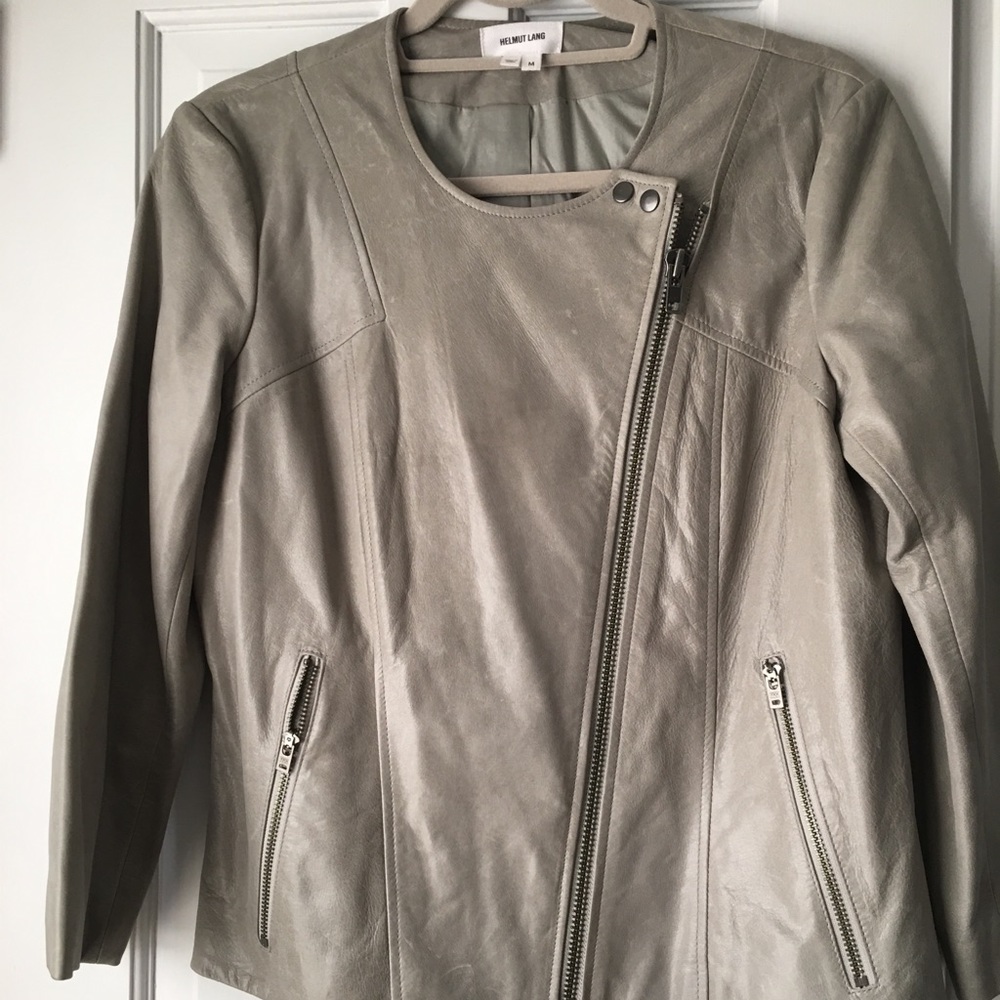Helmet Lang grey leather jacket